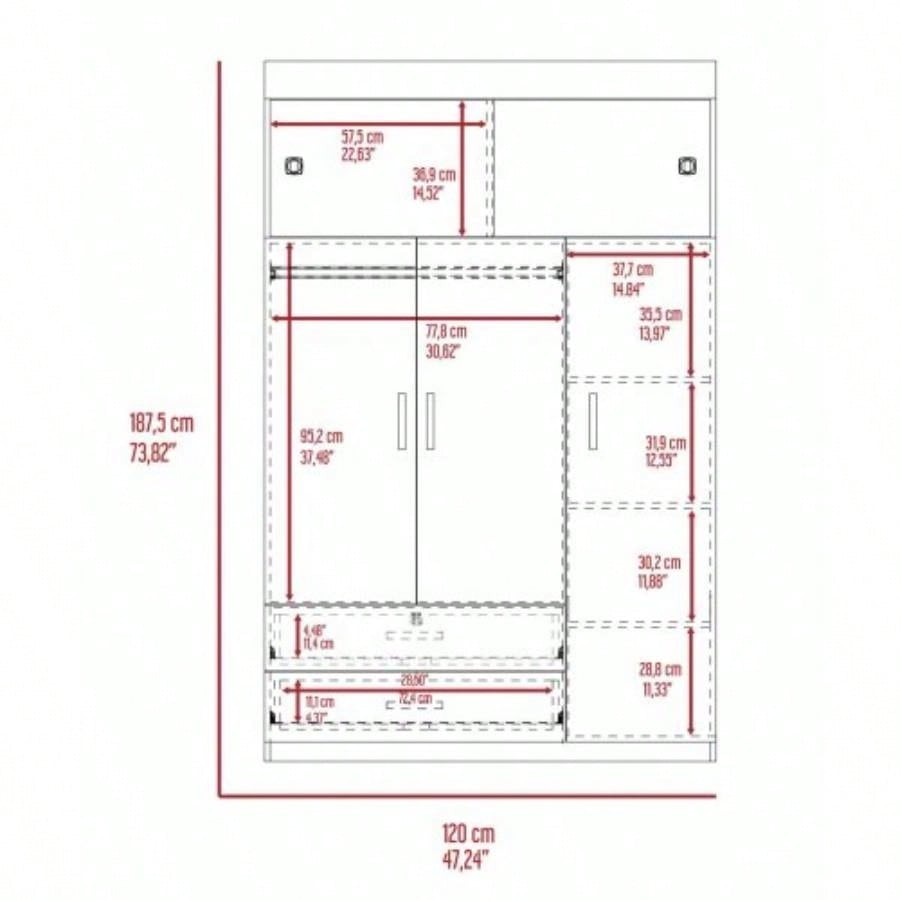 Kingswood 2 - Drawer Rectangle Armoire White