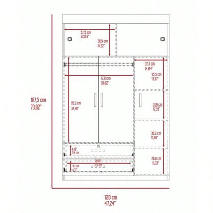 Kingswood 2 - Drawer Rectangle Armoire White