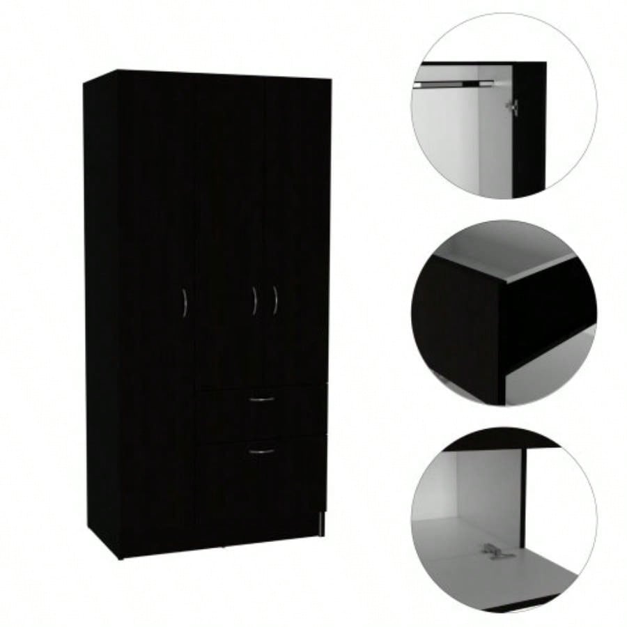 Meredith 1 - Drawer Rectangle Armoire Black Wengue and White