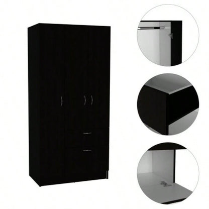 Meredith 1 - Drawer Rectangle Armoire Black Wengue and White