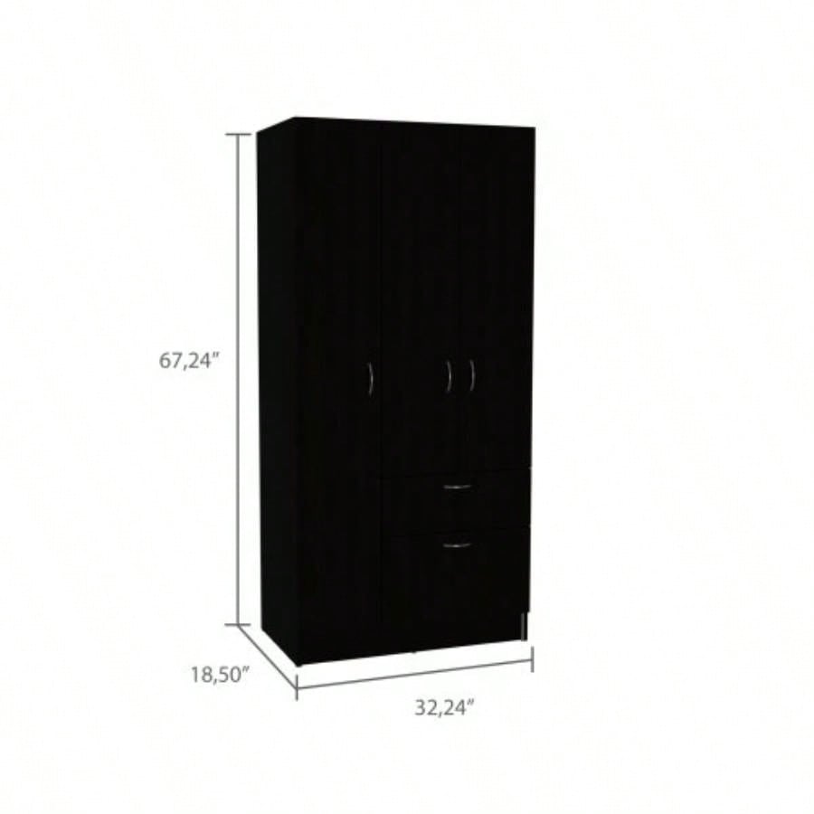 Meredith 1 - Drawer Rectangle Armoire Black Wengue and White