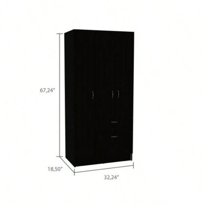 Meredith 1 - Drawer Rectangle Armoire Black Wengue and White