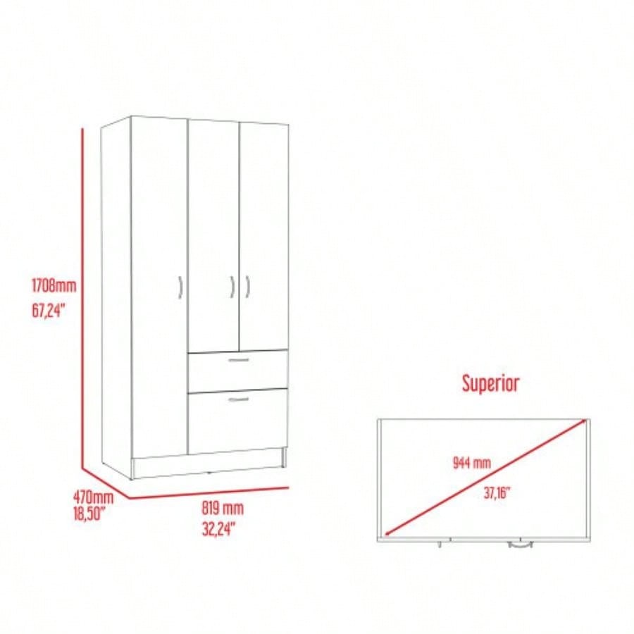 Meredith 1 - Drawer Rectangle Armoire Black Wengue and White