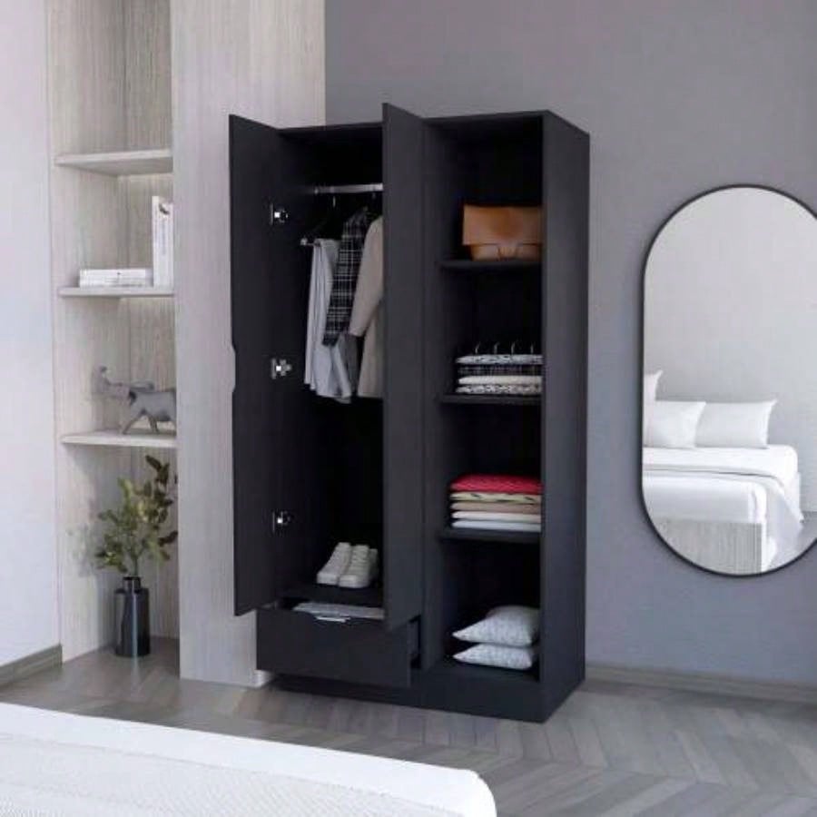 Cimarron 2 - Door Armoire with Open Compartment Black