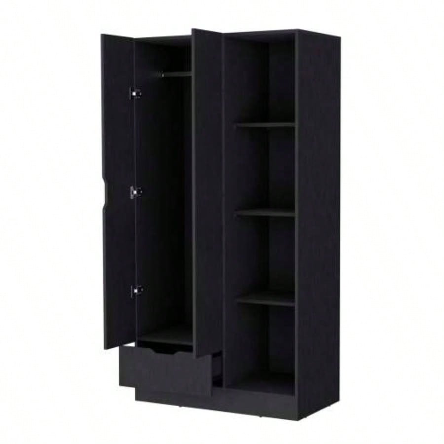 Cimarron 2 - Door Armoire with Open Compartment Black