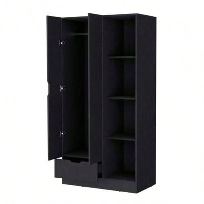 Cimarron 2 - Door Armoire with Open Compartment Black
