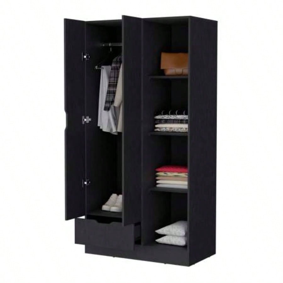 Cimarron 2 - Door Armoire with Open Compartment Black