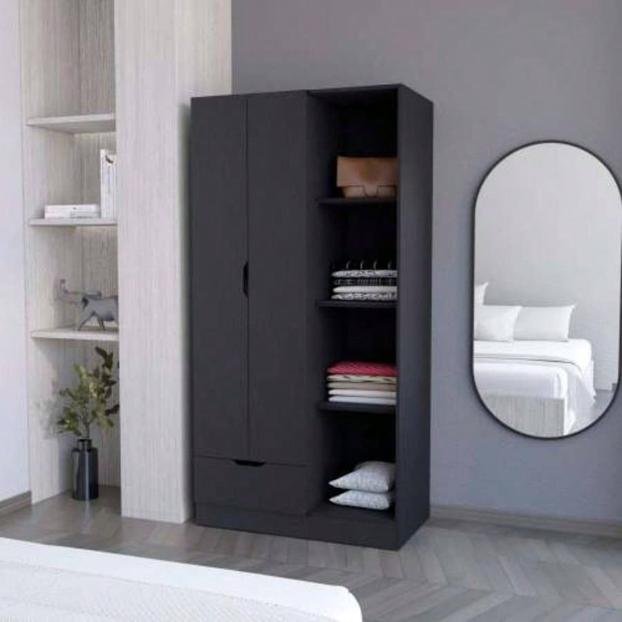 Cimarron 2 - Door Armoire with Open Compartment Black