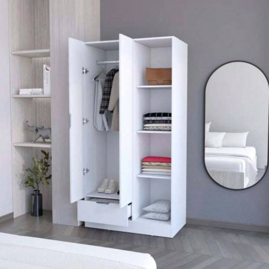 Cimarron 2 - Door Armoire with Open Compartment White