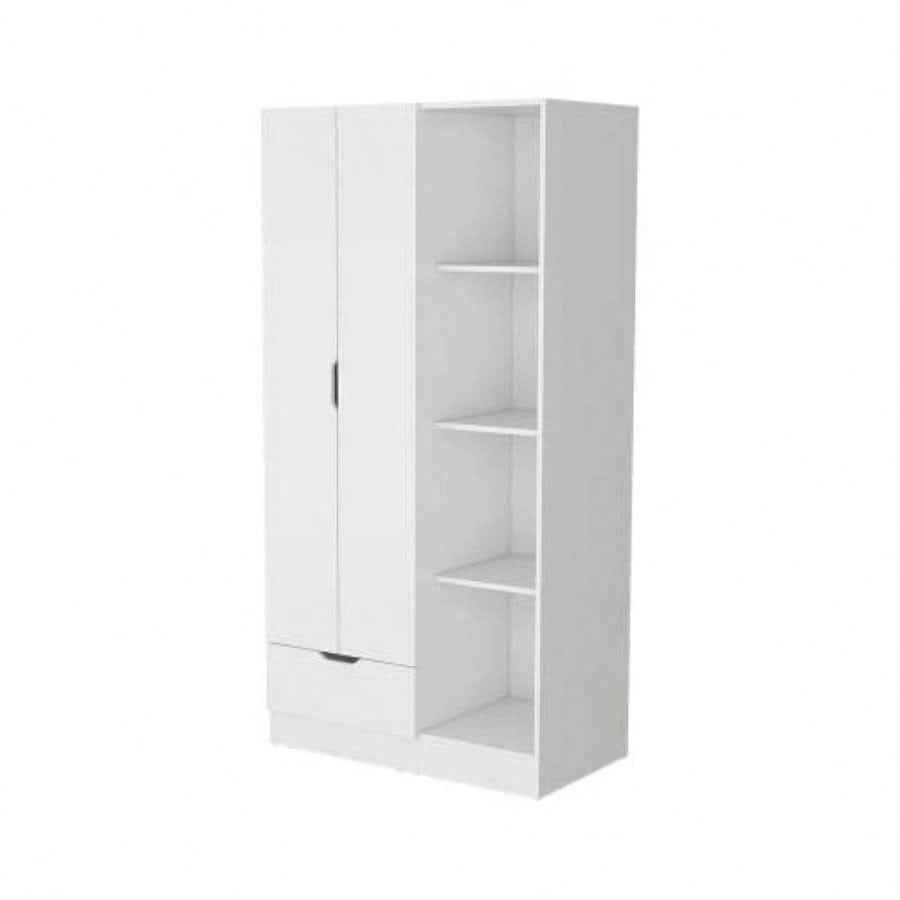 Cimarron 2 - Door Armoire with Open Compartment White