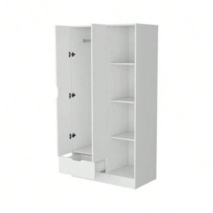 Cimarron 2 - Door Armoire with Open Compartment White