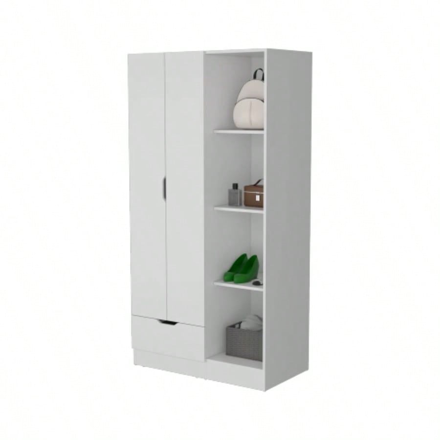 Cimarron 2 - Door Armoire with Open Compartment White