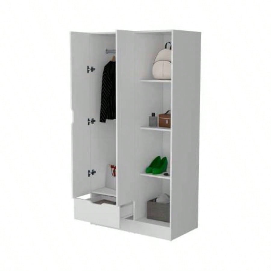 Cimarron 2 - Door Armoire with Open Compartment White