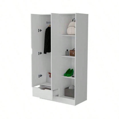 Cimarron 2 - Door Armoire with Open Compartment White