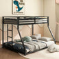Adam Sturdy Twin over Full Bunk Bed Metal Black and Adult, Low Profile Twin over Full Bunk Bed with Ladder and Guardrails, Easy Climbing, Beds Bedroom