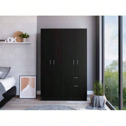 Maltby 1 - Drawer Rectangle Armoire Black Wengue and White