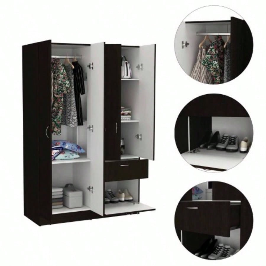 Maltby 1 - Drawer Rectangle Armoire Black Wengue and White