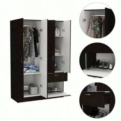 Maltby 1 - Drawer Rectangle Armoire Black Wengue and White