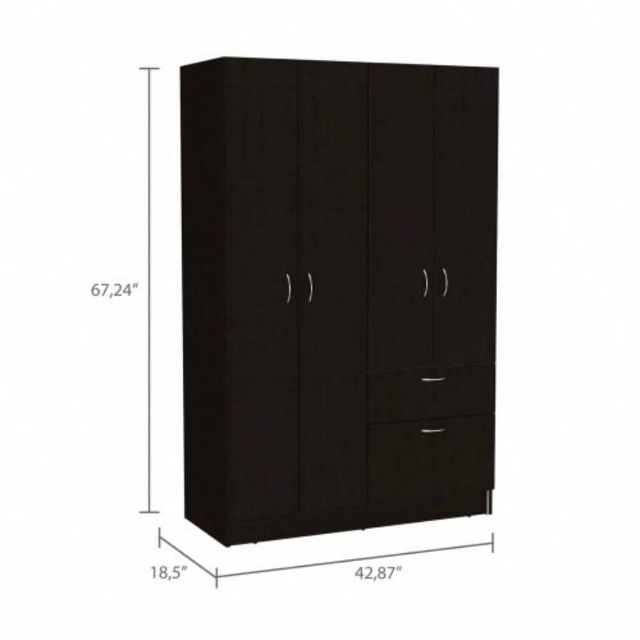 Maltby 1 - Drawer Rectangle Armoire Black Wengue and White