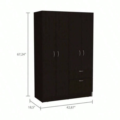 Maltby 1 - Drawer Rectangle Armoire Black Wengue and White