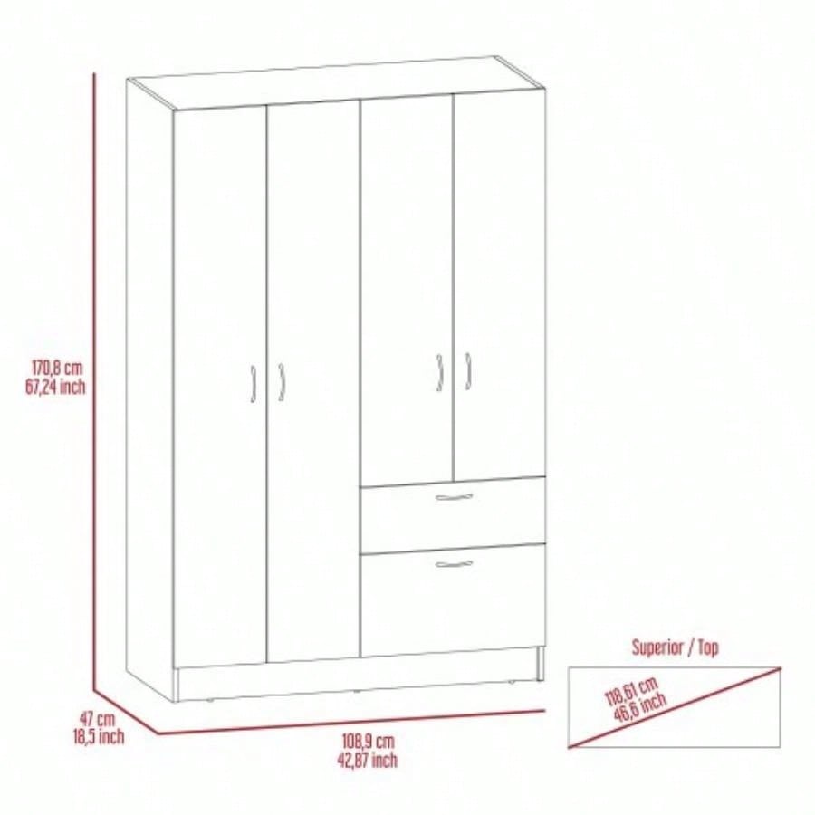 Maltby 1 - Drawer Rectangle Armoire Black Wengue and White