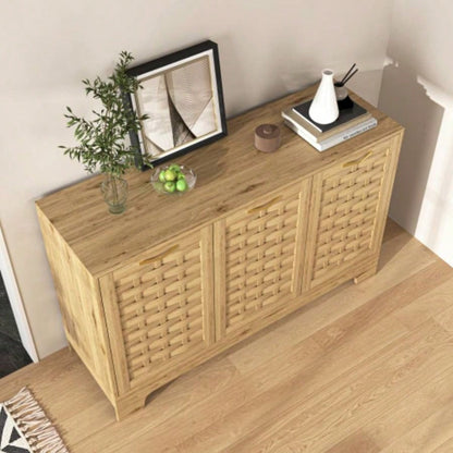 Storage Cabinet with 3 Doors, Wood Sideboard Buffet Storage with Adjustable Shelf, Anti - tip Kit Accent Cabinet Living Room, Hallway, Entryway, Dining Room, Bedroom