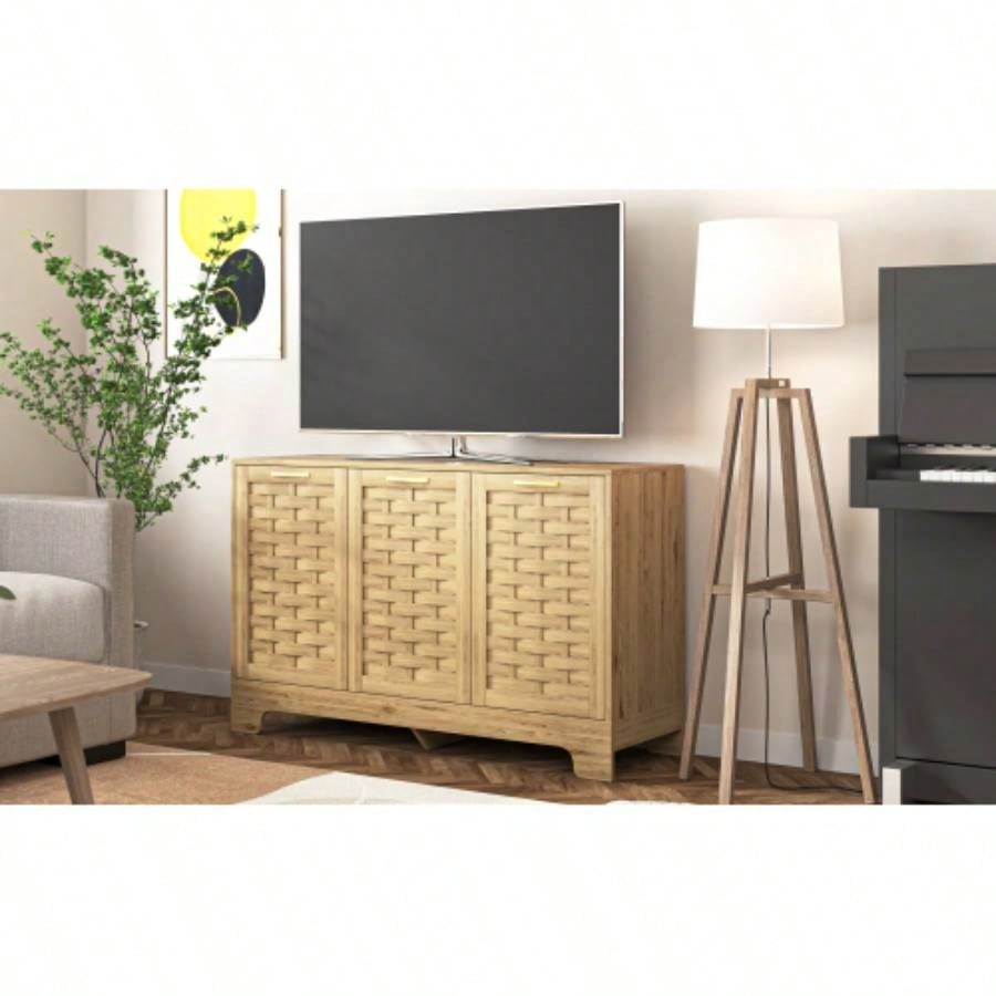 Storage Cabinet with 3 Doors, Wood Sideboard Buffet Storage with Adjustable Shelf, Anti - tip Kit Accent Cabinet Living Room, Hallway, Entryway, Dining Room, Bedroom