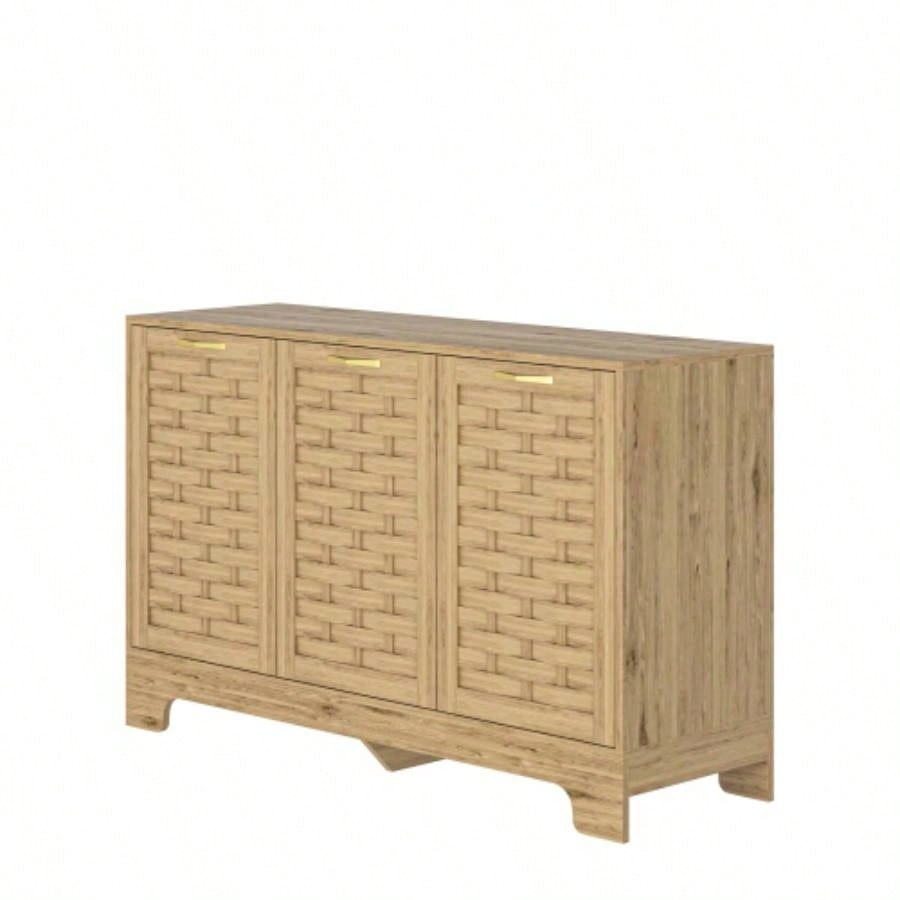 Storage Cabinet with 3 Doors, Wood Sideboard Buffet Storage with Adjustable Shelf, Anti - tip Kit Accent Cabinet Living Room, Hallway, Entryway, Dining Room, Bedroom