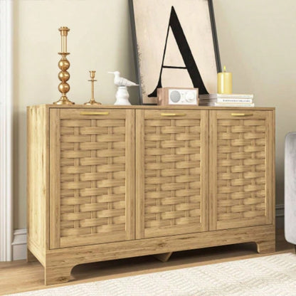Storage Cabinet with 3 Doors, Wood Sideboard Buffet Storage with Adjustable Shelf, Anti - tip Kit Accent Cabinet Living Room, Hallway, Entryway, Dining Room, Bedroom