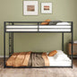 Adam Sturdy Full over Full Bunk Bed Metal Black and Adult, Low Profile Full over full bunk bed with Ladder and Guardrails, Easy Climbing, Beds Bedroom