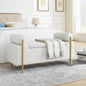 Elegant Upholstered Linen Storage with Cylindrical Arms and Iron Hallway Living Room Bedroom, White