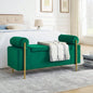 Elegant Upholstered Linen Storage with Cylindrical Arms and Iron Hallway Living Room Bedroom, White