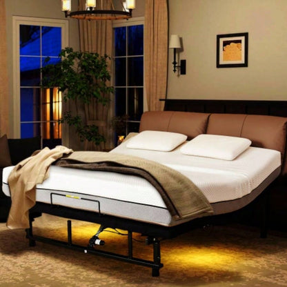 Adjustable Bed Base Frame and Foot Incline Quiet Motor King Size Zero, 4 Ports USB, Under - Bed Nightlight