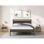 Ceres Metal Bed, Black with Walnut Wood HeadboardFootboard,