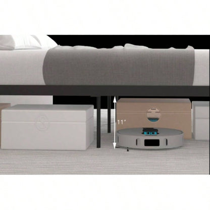 Ceres Metal Bed, Black with Walnut Wood HeadboardFootboard,