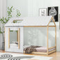 Twin Size House Platform with Roof and Window, White+Antique Old SKU: WF294130AAE