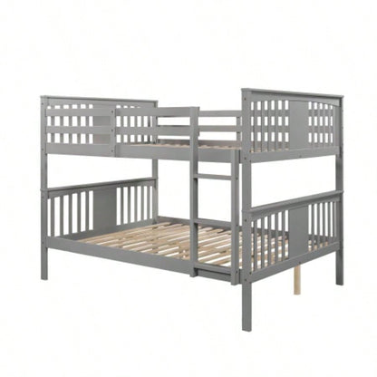 Full over Full Bunk Bed with Ladder Bedroom, Guest Room Furniture - GrayOLD SKU: LT000203AAE