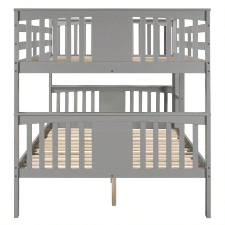 Full over Full Bunk Bed with Ladder Bedroom, Guest Room Furniture - GrayOLD SKU: LT000203AAE