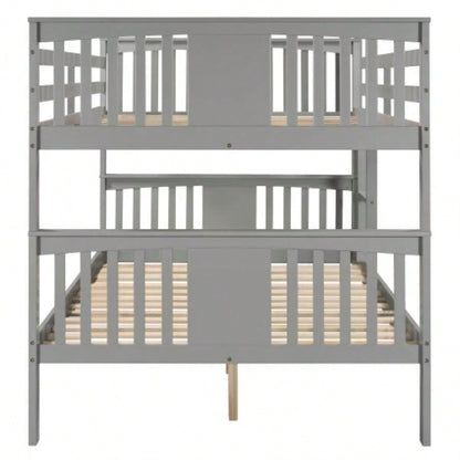 Full over Full Bunk Bed with Ladder Bedroom, Guest Room Furniture - GrayOLD SKU: LT000203AAE