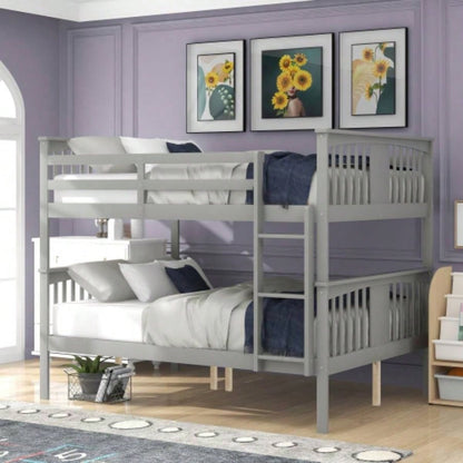 Full over Full Bunk Bed with Ladder Bedroom, Guest Room Furniture - GrayOLD SKU: LT000203AAE