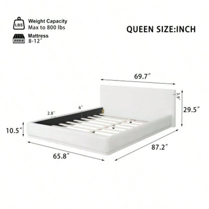 Soft and comfortable upholstered bed. Luxurious and cozy bedroom centerpiece, size, white