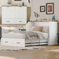 Size Farmhouse Murphy Cabinet Bed with Charging Station, Foldable Platform Bed with Large Storage Drawer Guest - Room, Small Bedroom, White