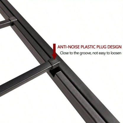 Size Metal Canopy Bed Frame with Headboard and Footboard Black