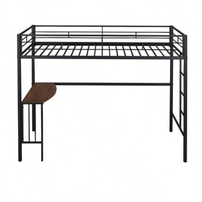 Twin Metal Loft Bed with Desk, Ladder and Guardrails, Loft Bed Bedroom, BlackOLD SKU: MF195191AAB