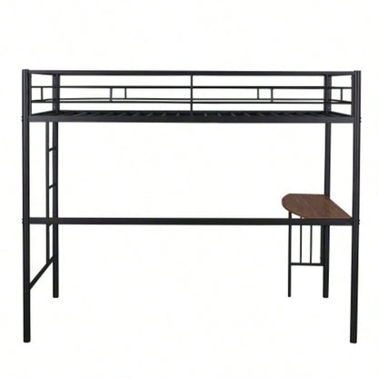 Twin Metal Loft Bed with Desk, Ladder and Guardrails, Loft Bed Bedroom, BlackOLD SKU: MF195191AAB