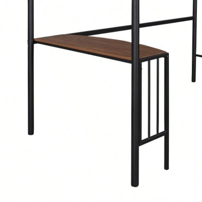 Twin Metal Loft Bed with Desk, Ladder and Guardrails, Loft Bed Bedroom, BlackOLD SKU: MF195191AAB