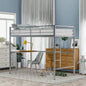 Twin Metal Loft Bed with Desk, Ladder and Guardrails, Loft Bed Bedroom, SilverOLD SKU: MF195191AAN