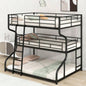 Full XL over Twin XL over Size Triple Bunk Bed with Long and Short Ladder, Black