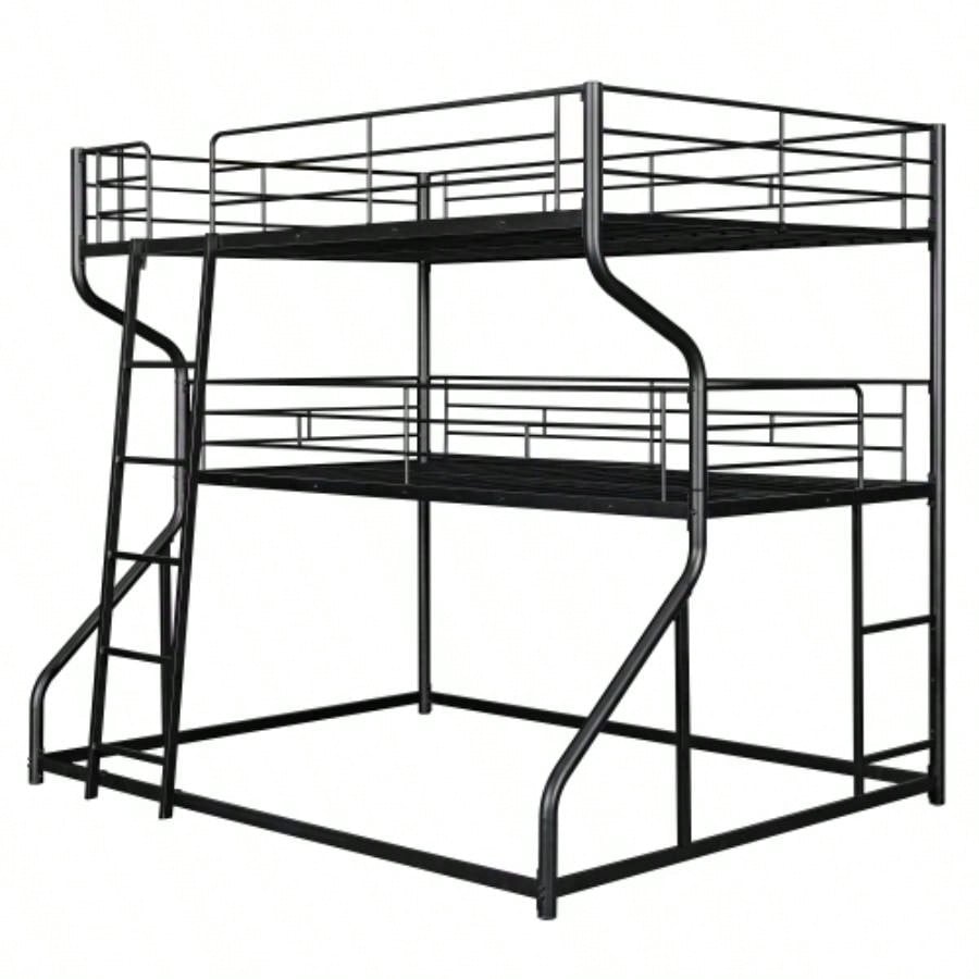 Full XL over Twin XL over Size Triple Bunk Bed with Long and Short Ladder, Black