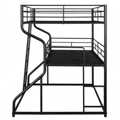 Full XL over Twin XL over Size Triple Bunk Bed with Long and Short Ladder, Black